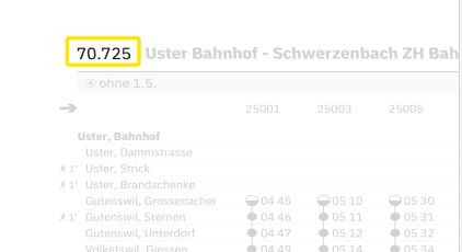 Fahrplanfeldnummer für Busse 