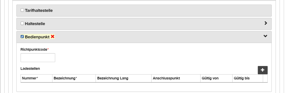 Neuerfassung Betriebspunkt