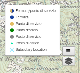 Visualizzazione dei posti di servizio sulla mappa
