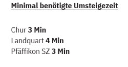 minimal benötigte Umsteigezeit