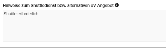 Shuttle Freitext