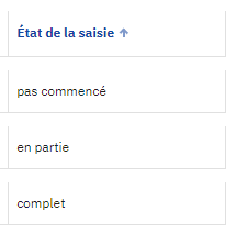 Les différents statuts de la saisie LHand sont présentés.